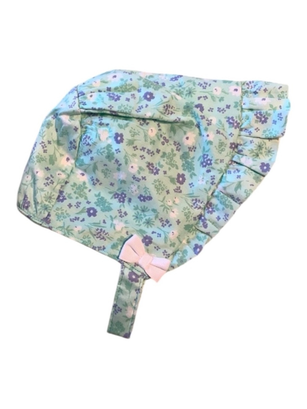Janie & Jack Newborn Girls Floral Bonnet with Snap Chin Strap